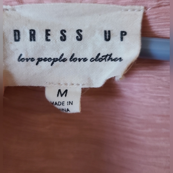 Dress Up Pastel Pink Crinkle Gauze Blouse Size Medium Bohemian Lightweight Top - Picture 7 of 11